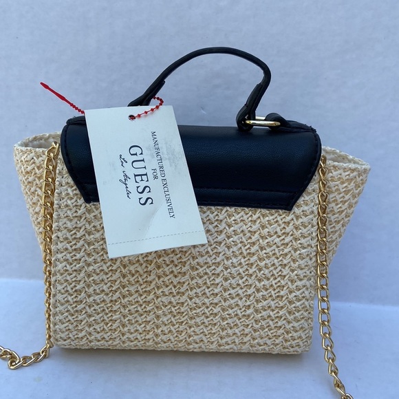 New GUESS BLAIRE SATCHEL CROSSBODY HANDBAG Mini Straw Shoulder Bag - Picture 5 of 7